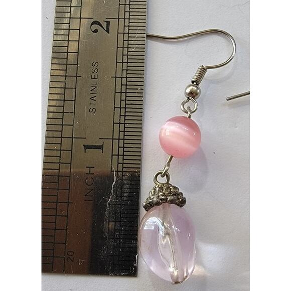 Pink Glass Bead Earrings - Picture 6 of 6